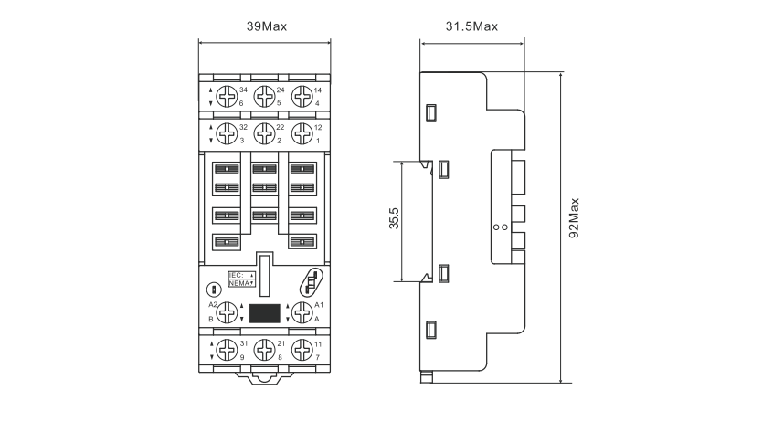 Размеры розетки SEB11-E REH