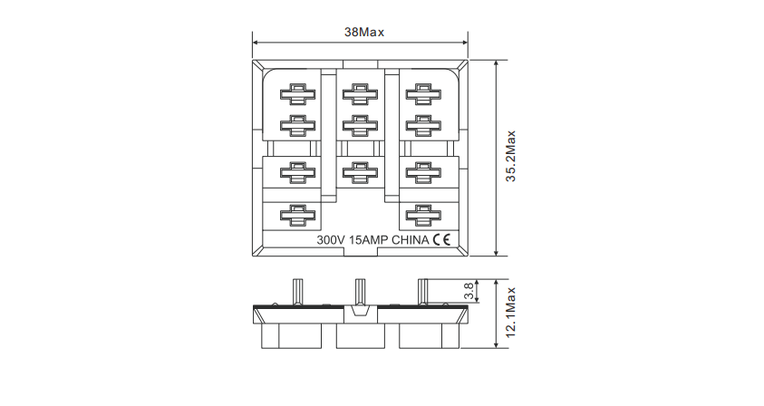 Размеры розетки SEB11-P REH