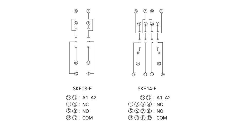 СХЕМА ПОДКЛЮЧЕНИЯ РОЗЕТОК SKF08-E И SKF14-E