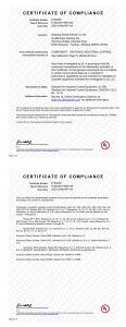 Ul-e162239 certificate of compliance - Shenler Relay